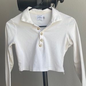 White collared crop top